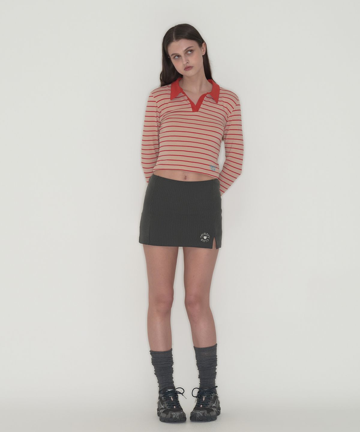 떨스티클럽(THIRSTYCLUB) Stripe collar long sleeve - Beige