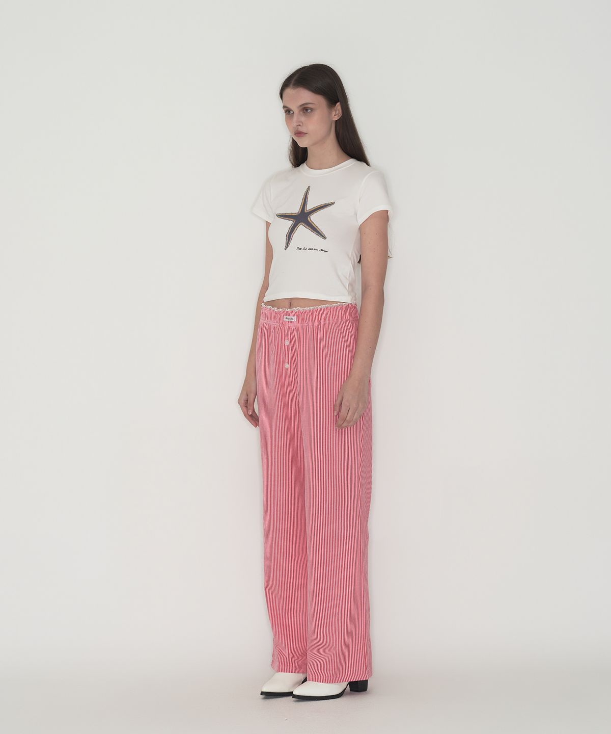 떨스티클럽(THIRSTYCLUB) Cozy stripe lace pajamas - Red