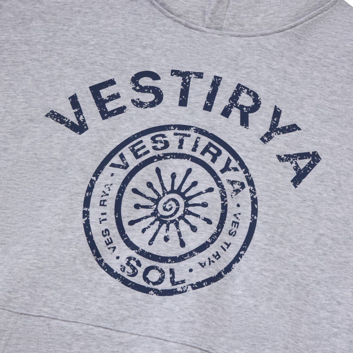 베스티리아(VESTIRYA) Varsity Emblem Over fit Hoodie Light Gray