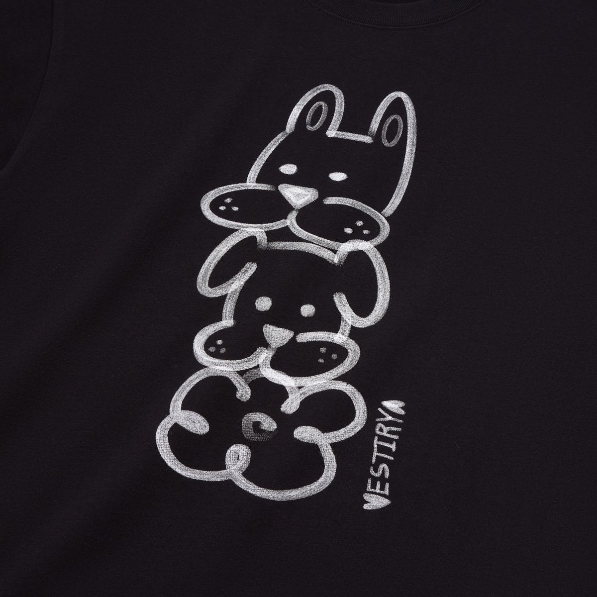 베스티리아(VESTIRYA) Line friends puppy T-shirts Black