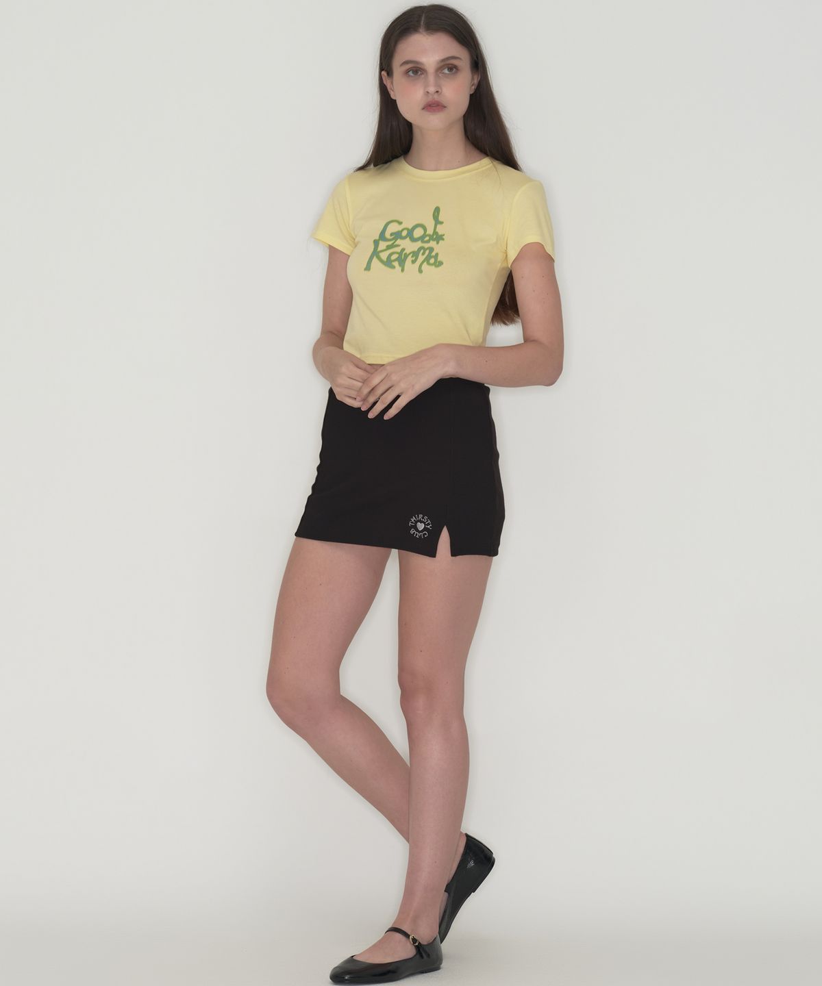 떨스티클럽(THIRSTYCLUB) Good karma t shirt - Yellow