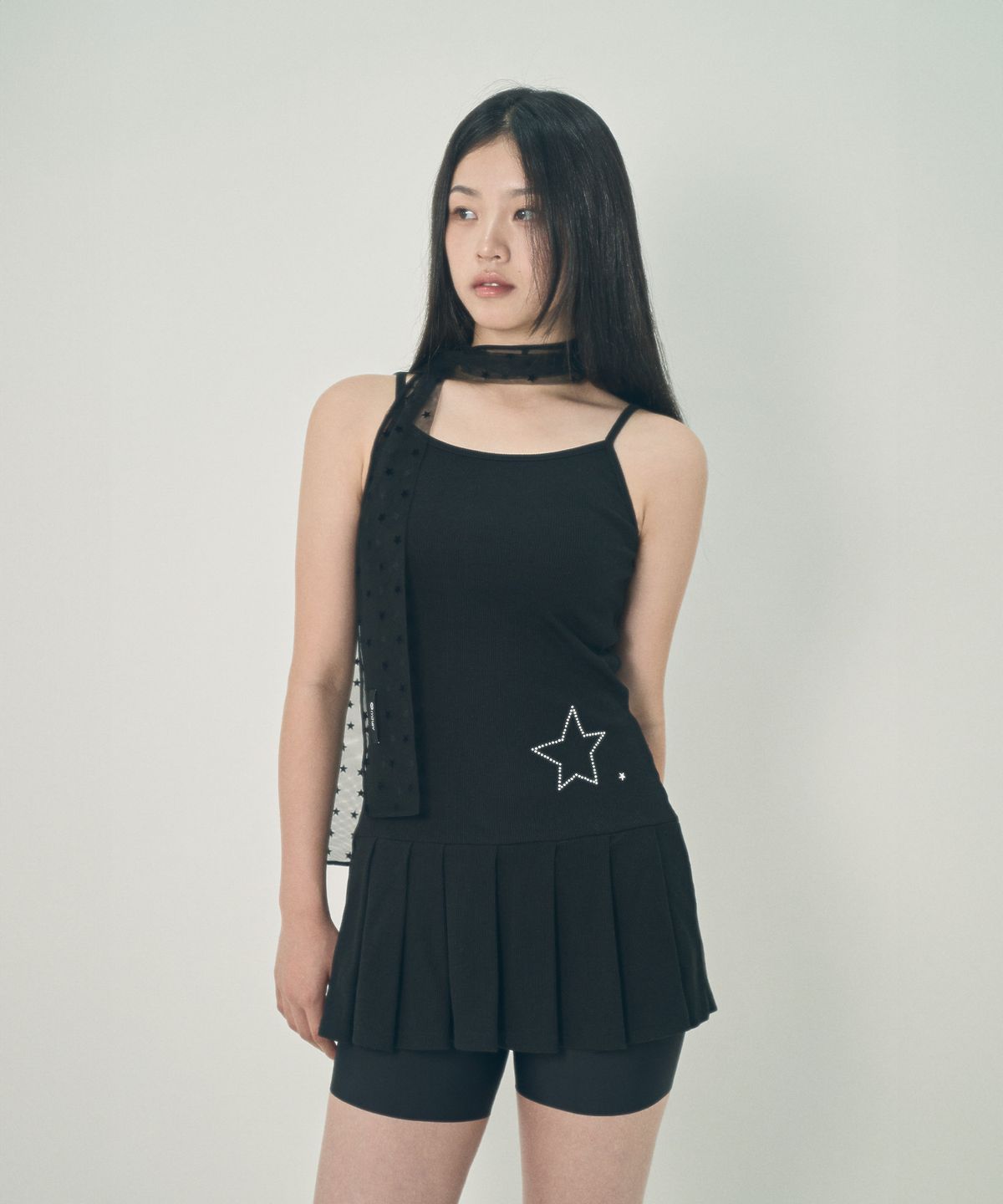 미헤브(MIHEV) 스타 도트 매쉬 스카프 블랙