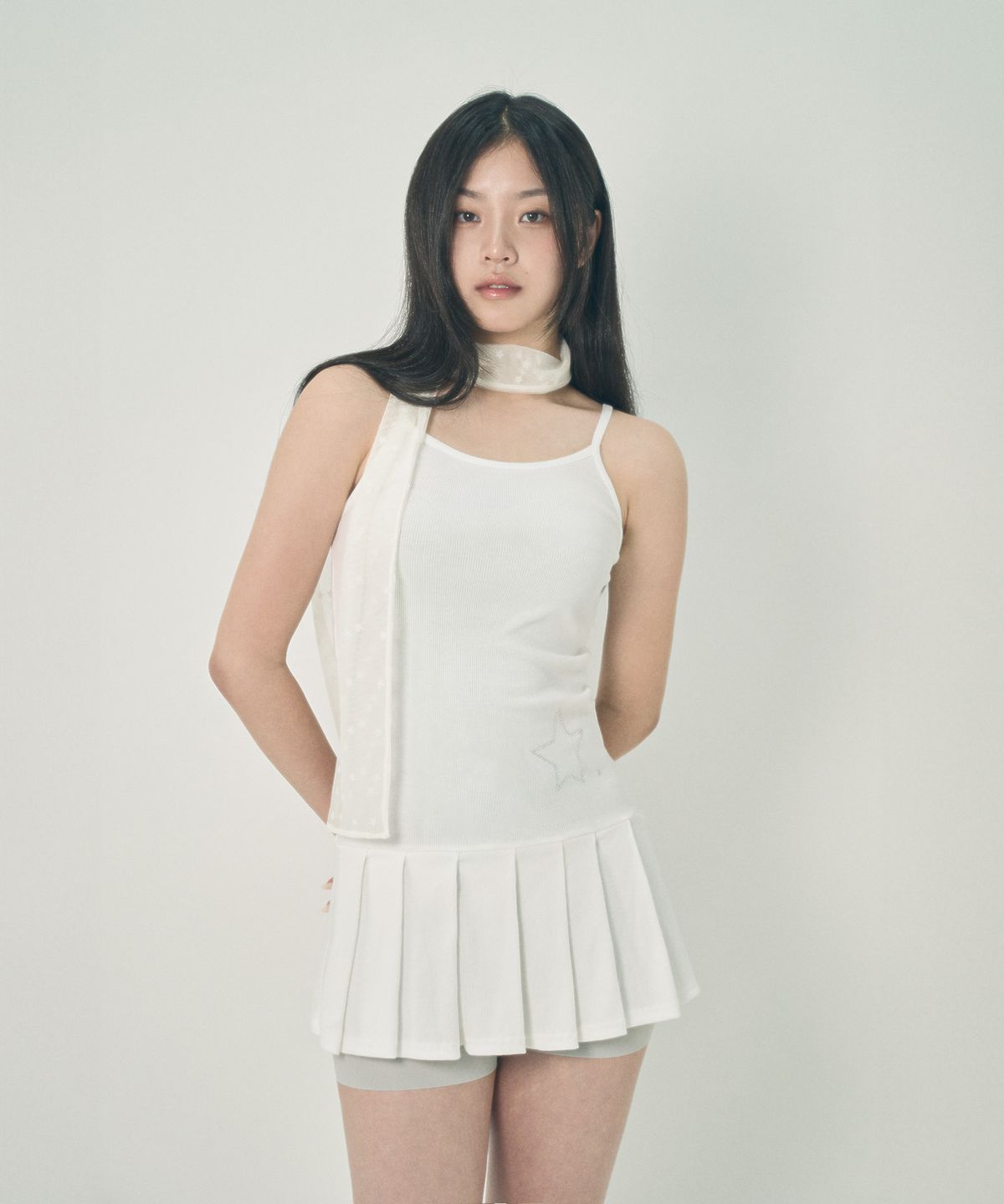 미헤브(MIHEV) 스타 도트 매쉬 스카프 아이보리 화이트