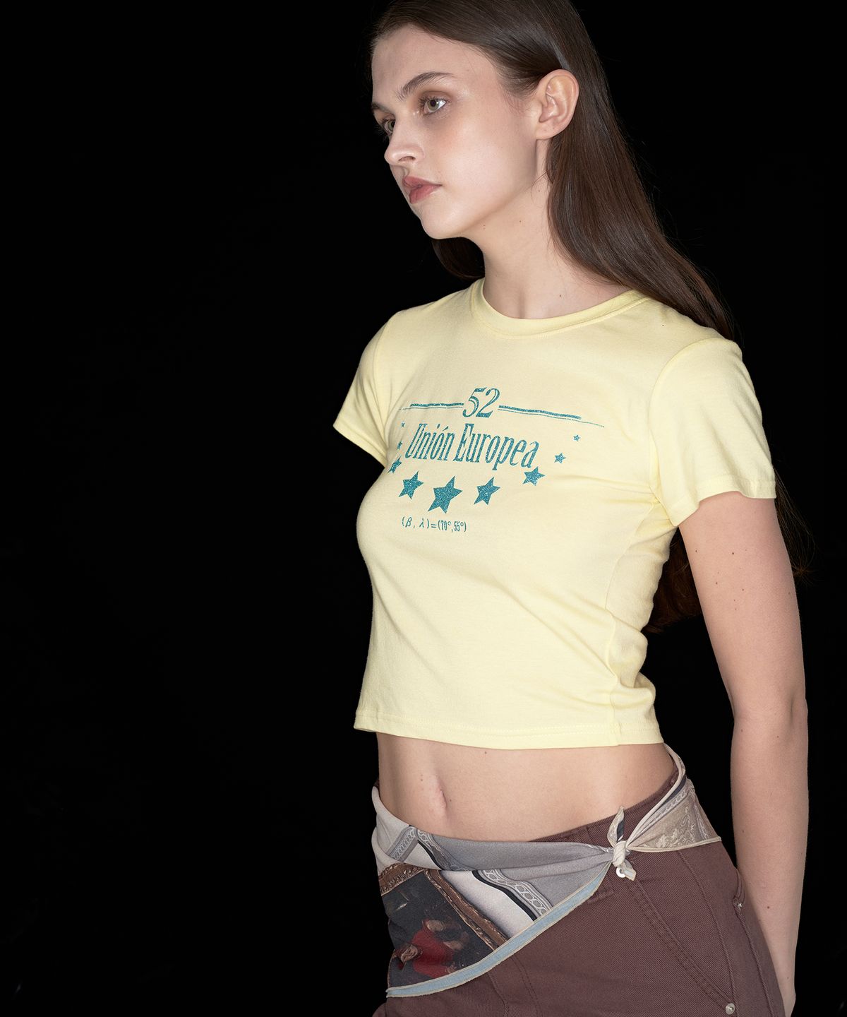 떨스티클럽(THIRSTYCLUB) Union europea glitter t shirt - Yellow