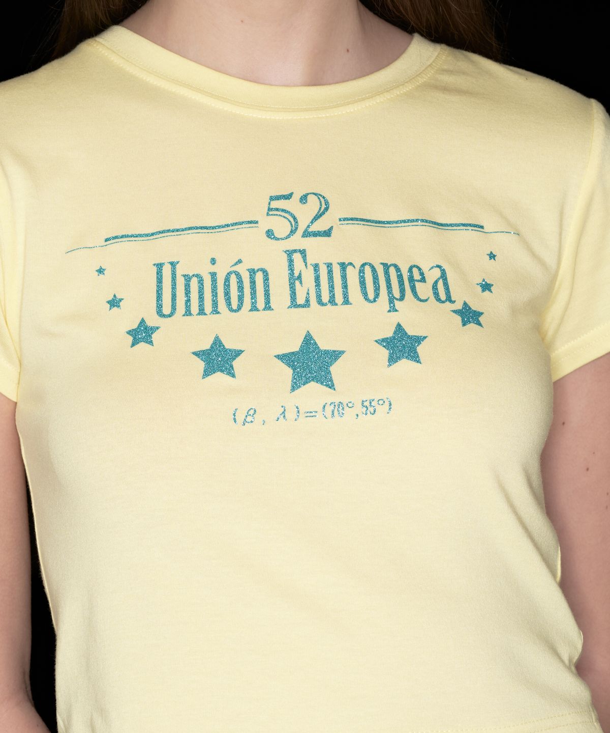 떨스티클럽(THIRSTYCLUB) Union europea glitter t shirt - Yellow