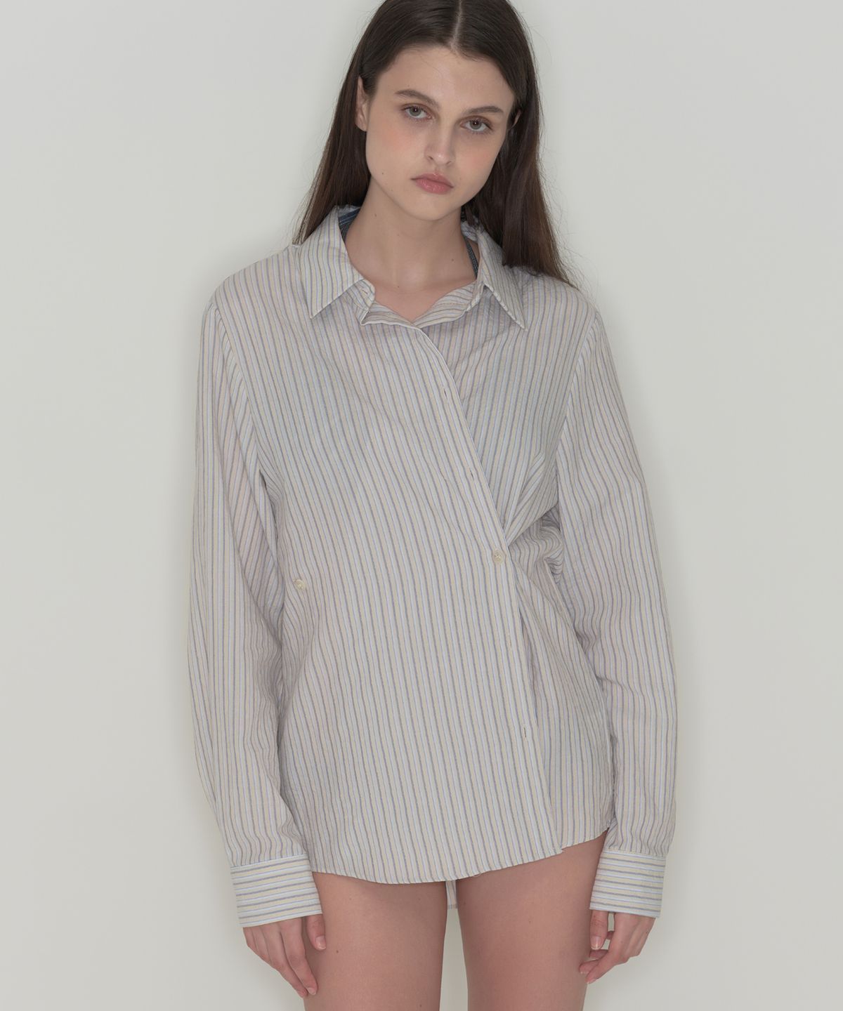 떨스티클럽(THIRSTYCLUB) 3way stripe shirts (side buttons) - Light blue