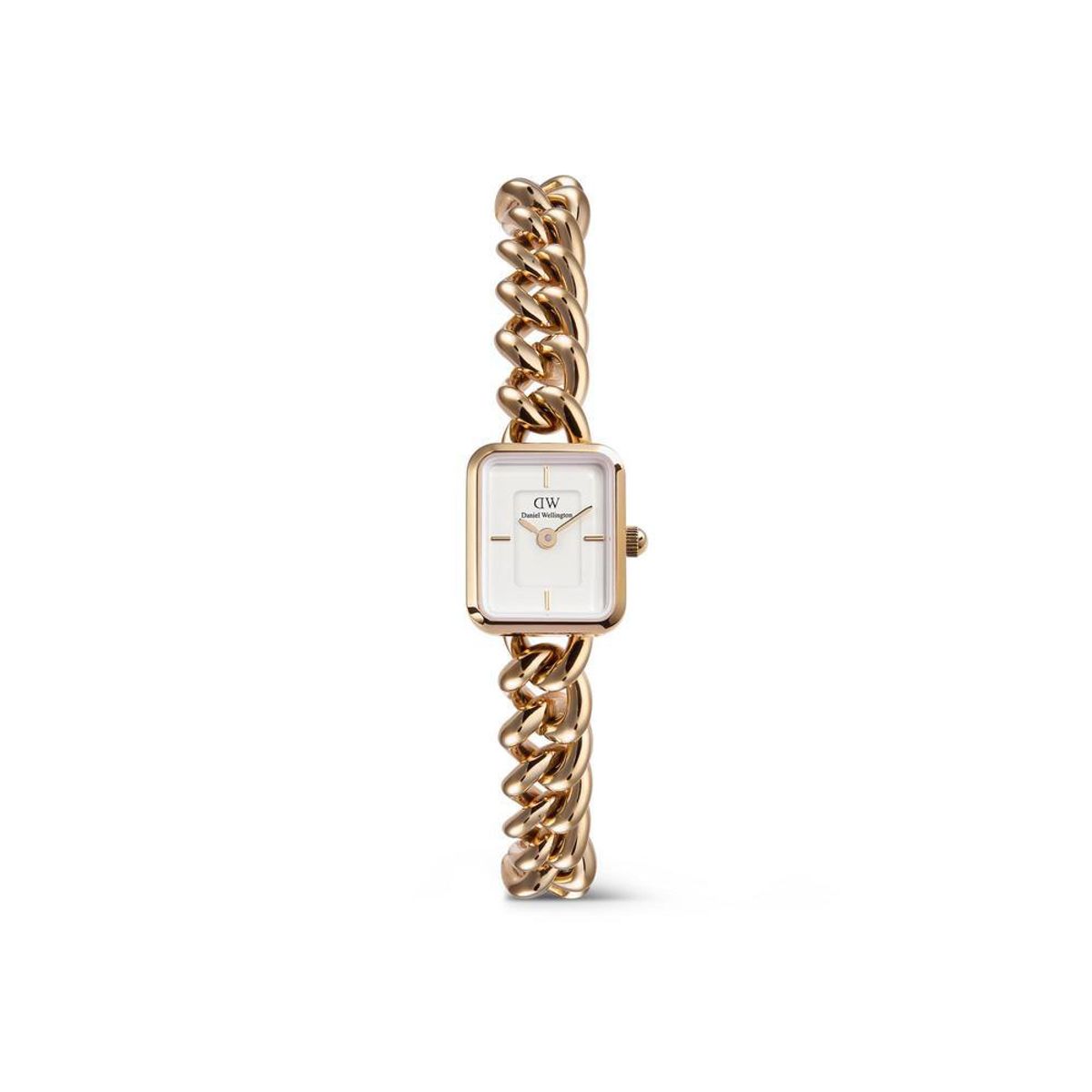 다니엘 웰링턴(DANIEL WELLINGTON) JOLIE CHAIN 여자 로즈골드 메탈 클래식 사각다이얼 손목시계
