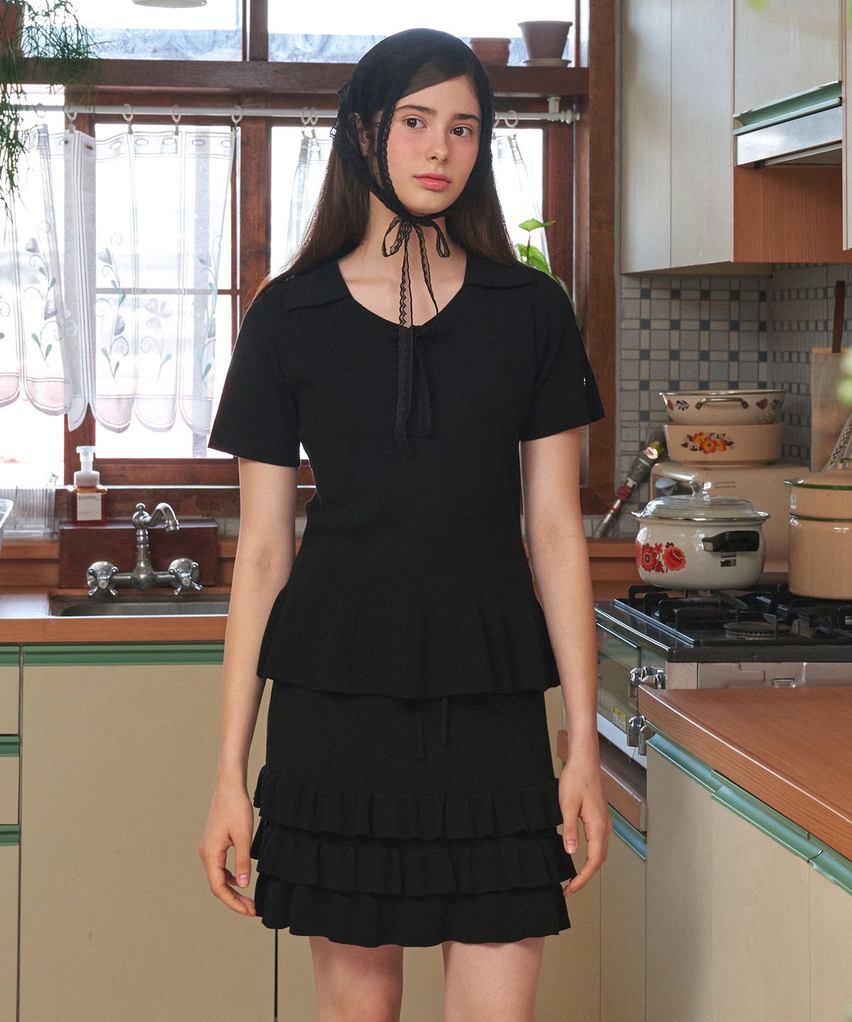 미케네(MICANE) 제나 프릴 니트 - 스커트 셋업