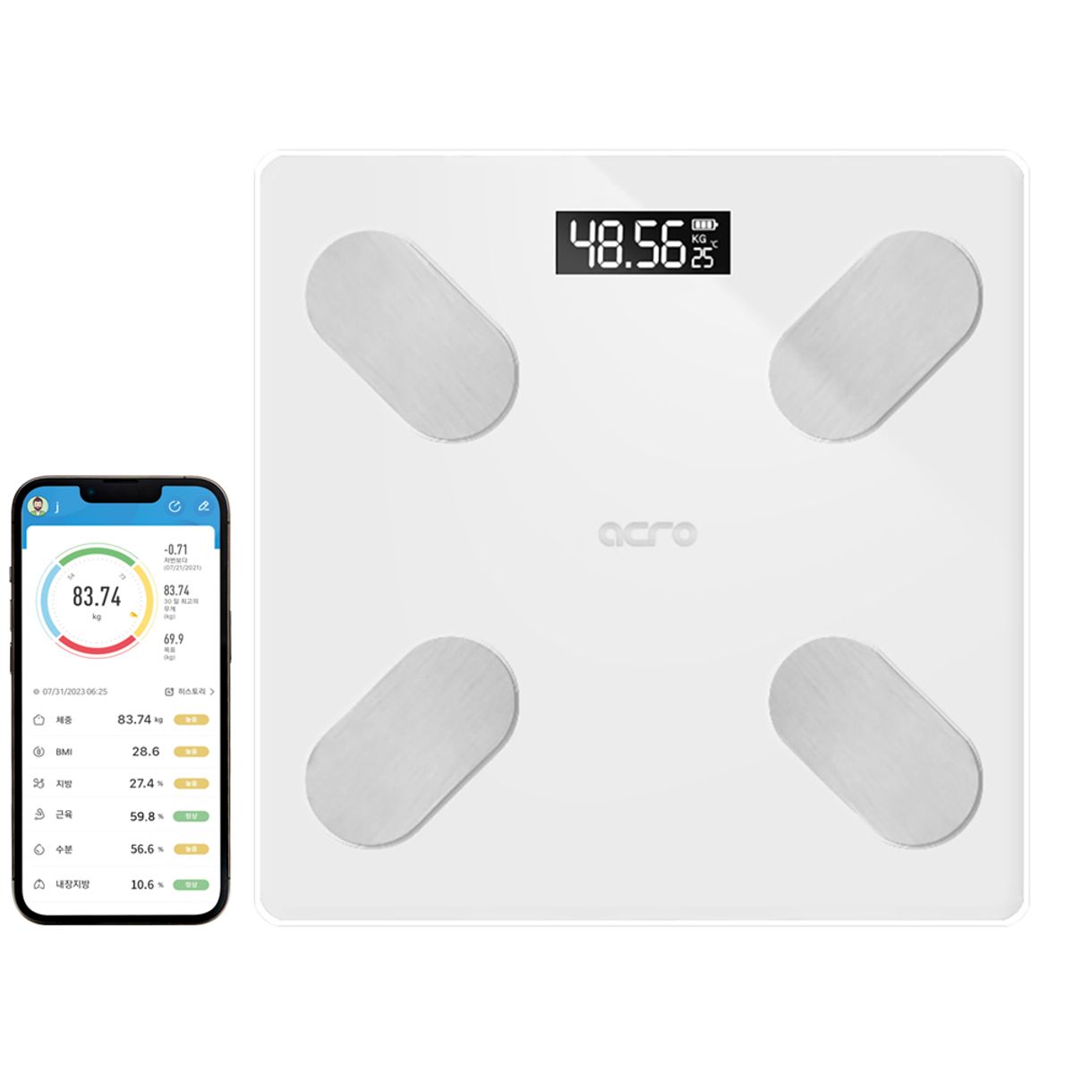 아크로(ACRO) 가정용 스마트 디지털 체중계 ibody-100 몸무게 전자 측정기