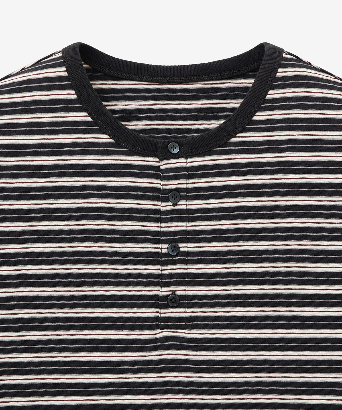 티엔지티(TNGT) Stripe Henley Neck T-shirt (Khaki) TNTS5E217K2