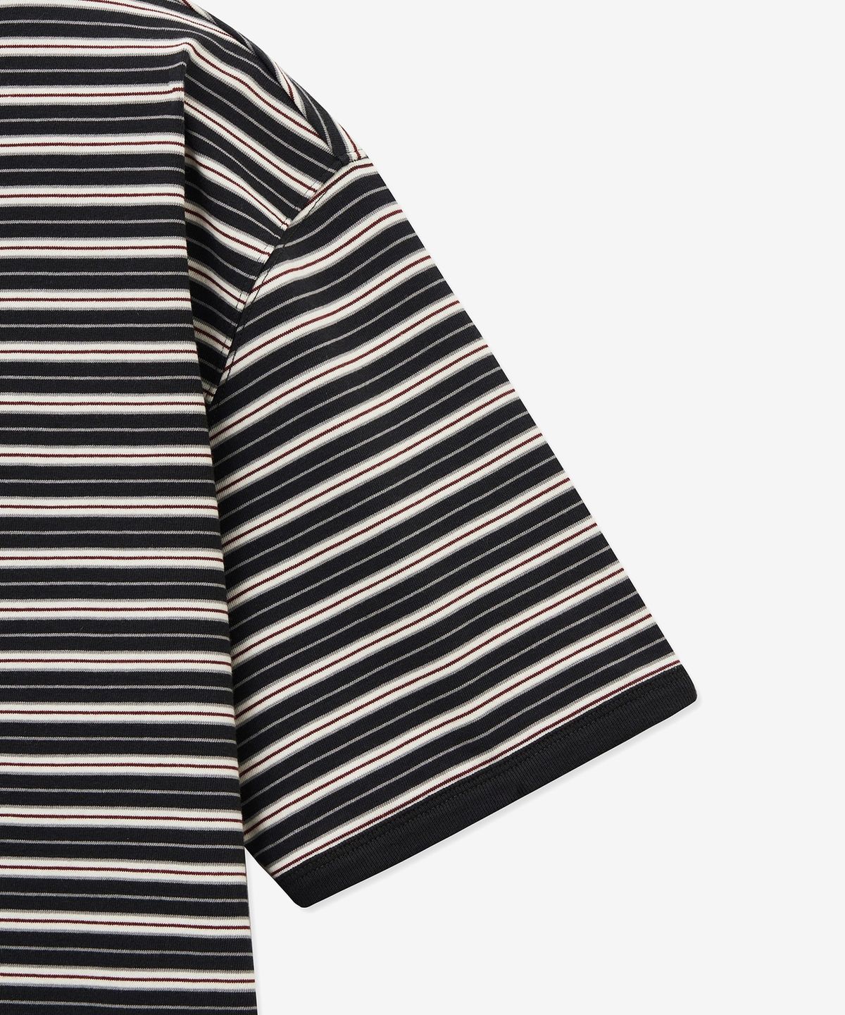 티엔지티(TNGT) Stripe Henley Neck T-shirt (Khaki) TNTS5E217K2