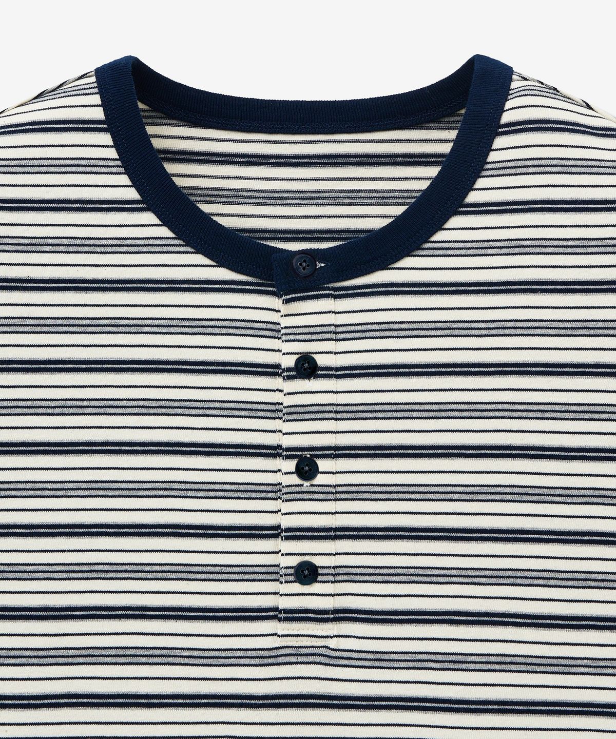 티엔지티(TNGT) Stripe Henley Neck T-shirt (Navy) TNTS5E217N2