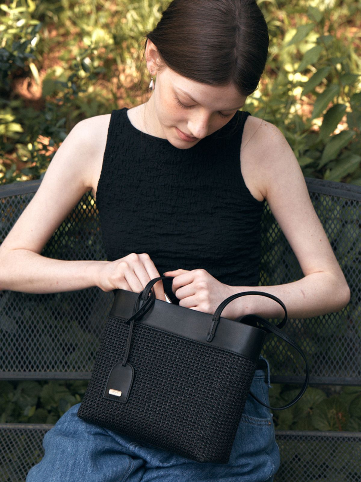 드메리엘(DEMERIEL) Elise Weaving Shoulder Bag Black