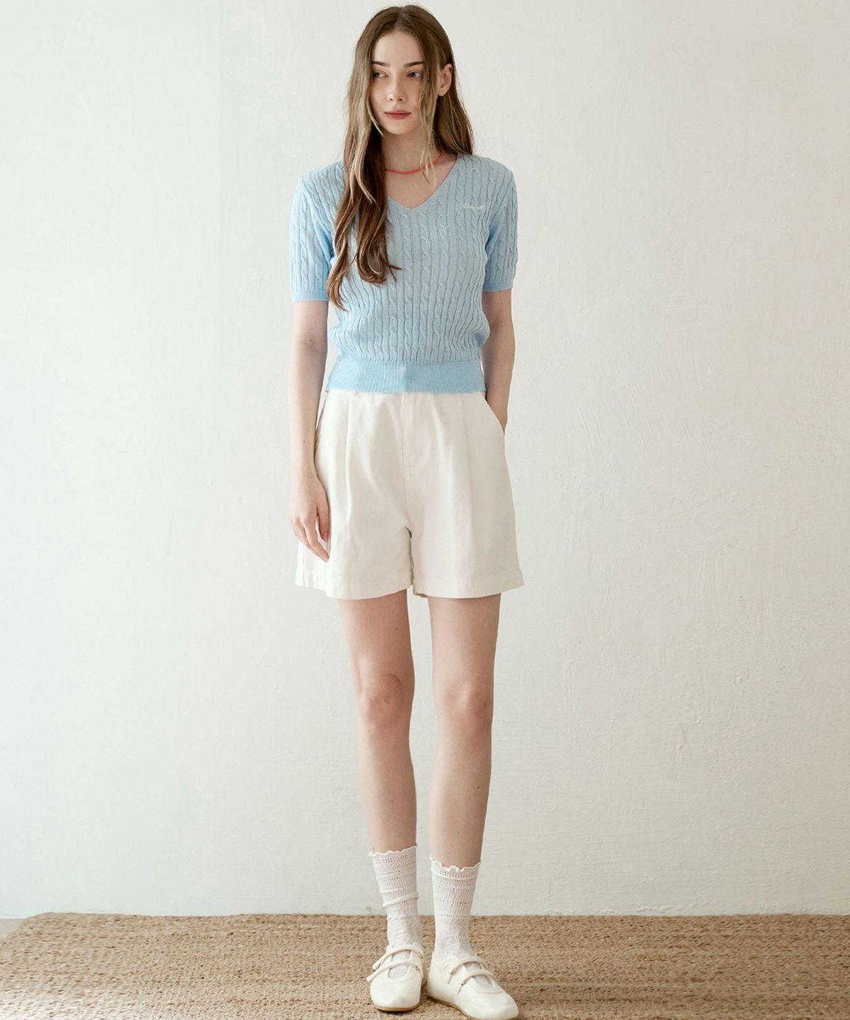 슬로우롤리(SLOWLOLLI) Single Pintuck Cotton short pants_4 Colors