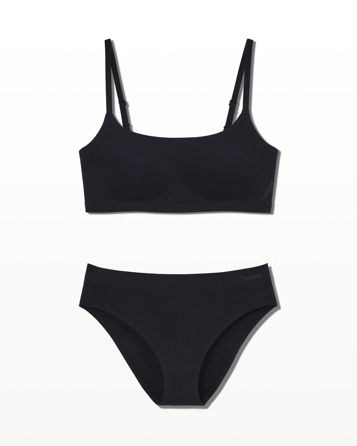 후포(HOOPOE) modal scoopneck seamless bra & brief set_onyx black