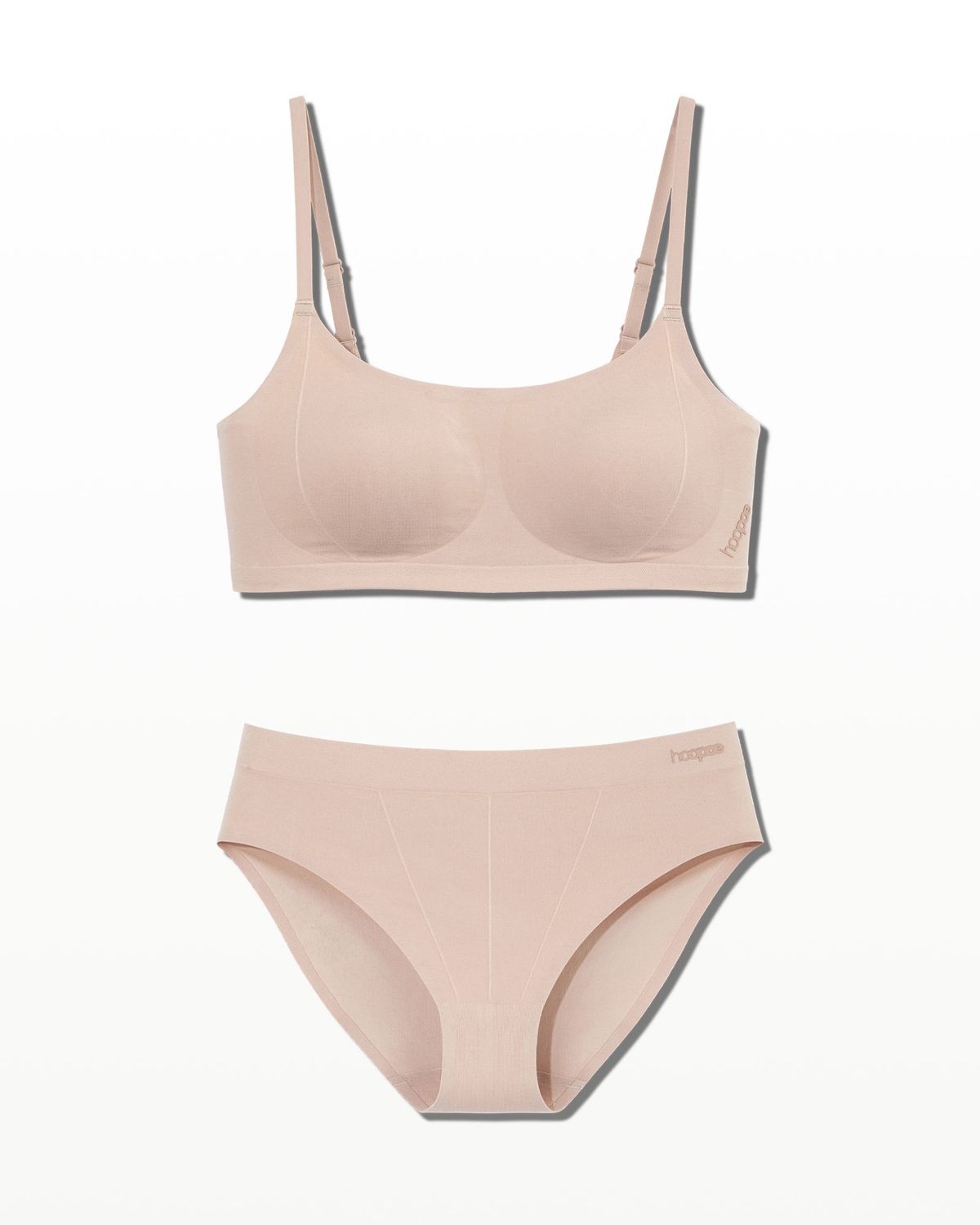 후포(HOOPOE) modal scoopneck seamless bra & brief set_apricot beige