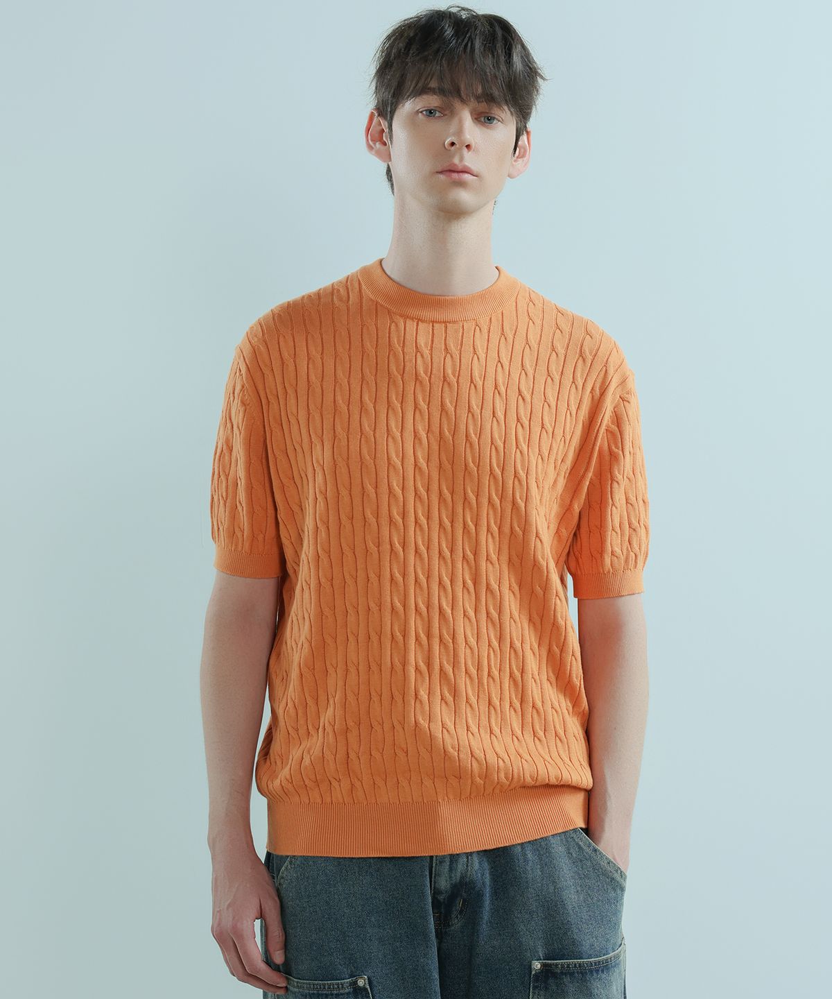 로그 스토어(LOGSTORE) 먼스 케이블 라운드 니트