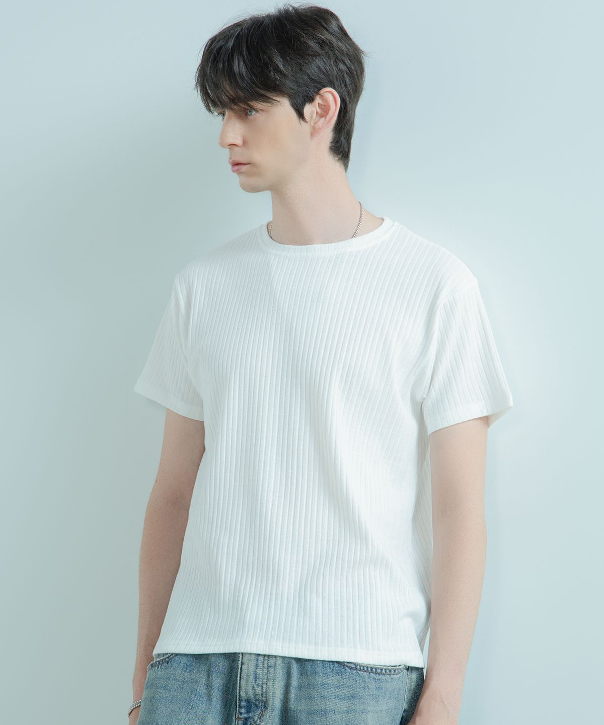 로그 스토어(LOGSTORE) 스판 머슬 니트 반팔