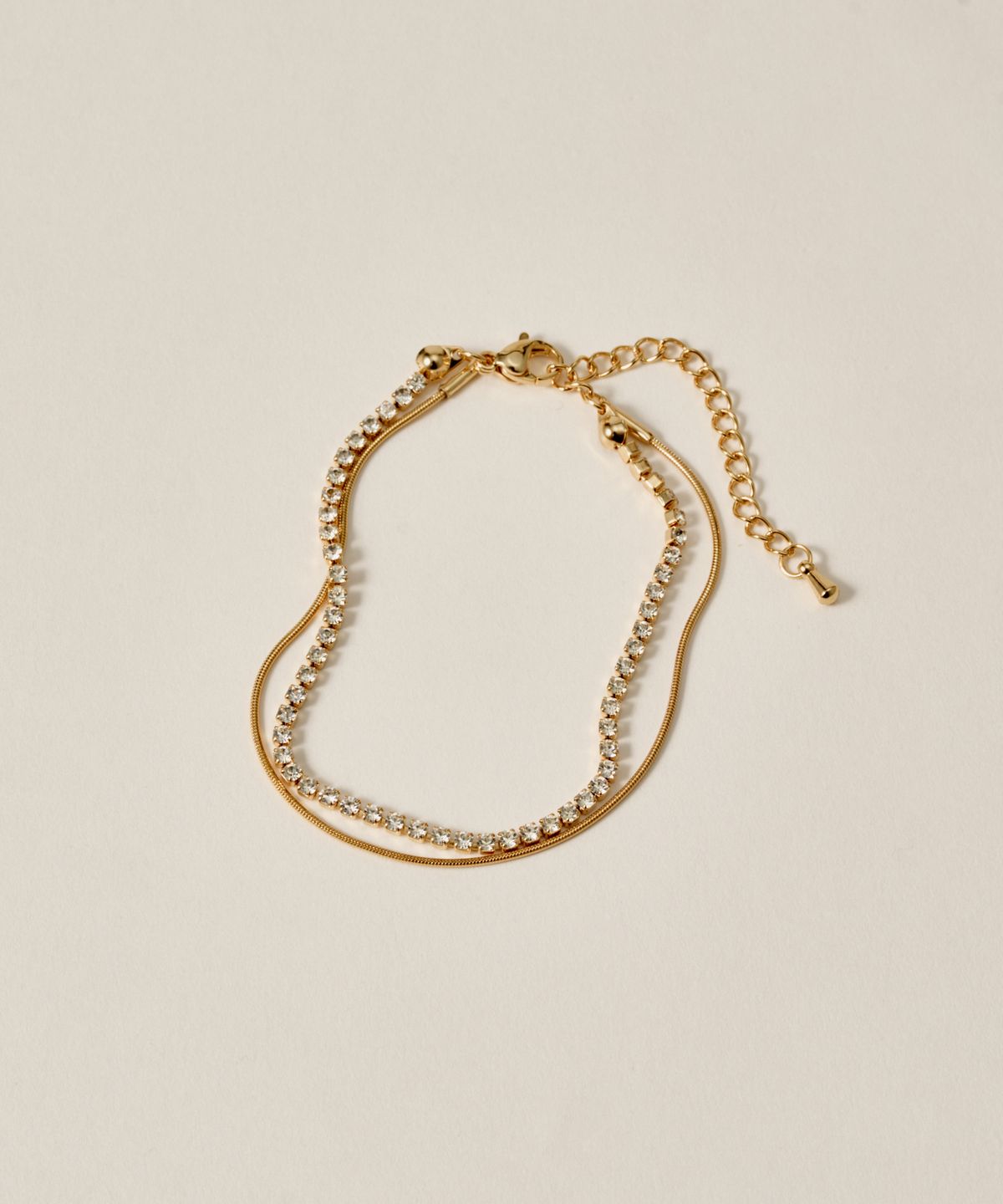 노비스도쿄(NOVICE TOKYO) 큐빅 & 라운드 체인 팔찌 CZ & Round Chain Bracelet［Stainless］/ Gold