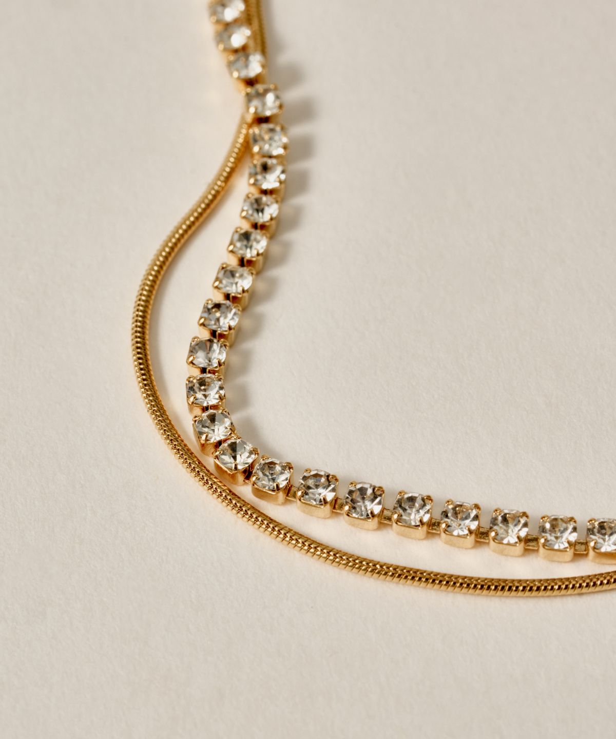 노비스도쿄(NOVICE TOKYO) 큐빅 & 라운드 체인 팔찌 CZ & Round Chain Bracelet［Stainless］/ Gold