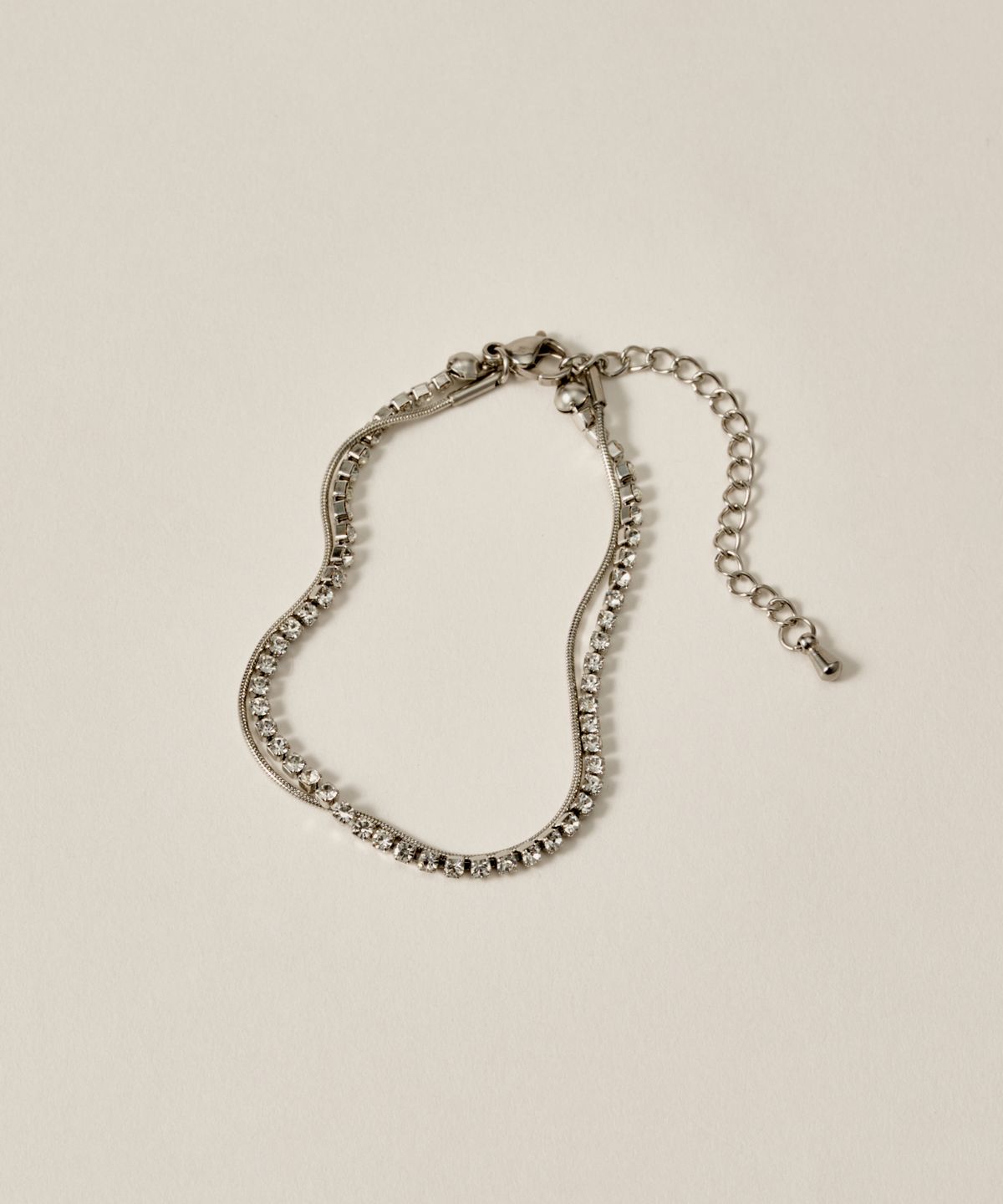 노비스도쿄(NOVICE TOKYO) 큐빅 & 라운드 체인 팔찌 CZ & Round Chain Bracelet［Stainless］ / Silver
