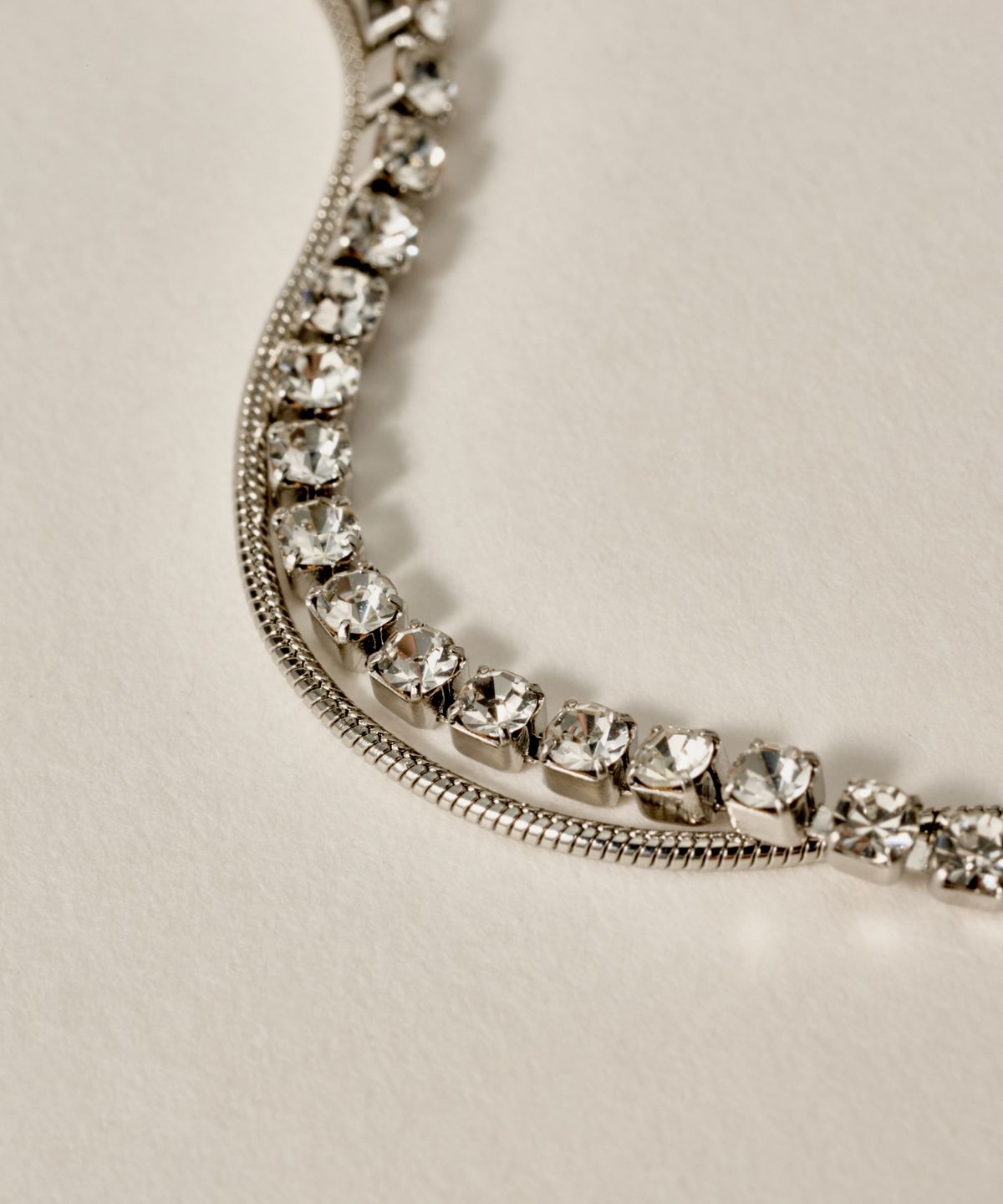 노비스도쿄(NOVICE TOKYO) 큐빅 & 라운드 체인 팔찌 CZ & Round Chain Bracelet［Stainless］ / Silver