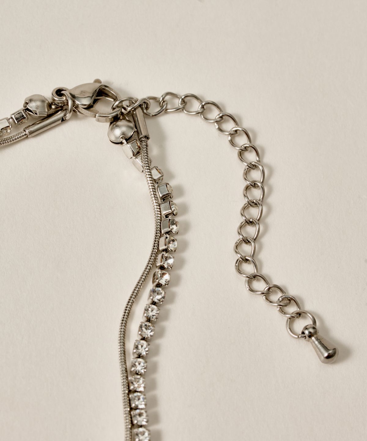 노비스도쿄(NOVICE TOKYO) 큐빅 & 라운드 체인 팔찌 CZ & Round Chain Bracelet［Stainless］ / Silver
