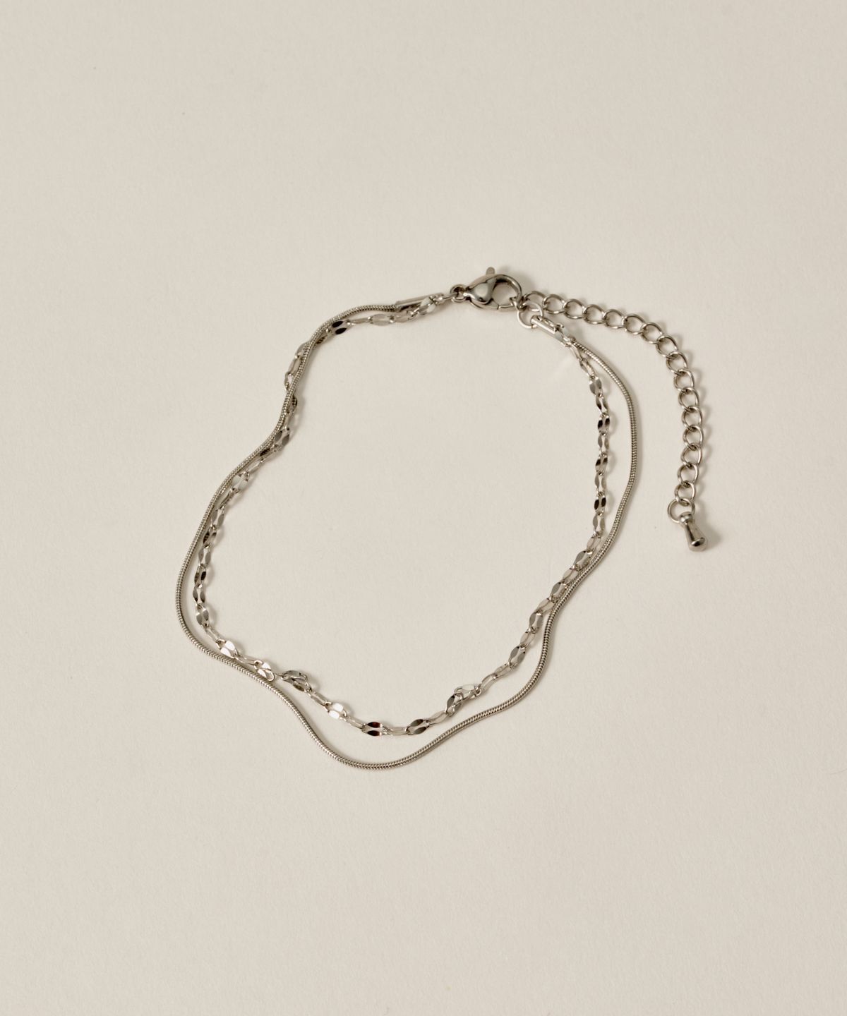 노비스도쿄(NOVICE TOKYO) 페탈 & 라운드 체인 발찌 Petal & Round Chain Anklet［Stainless］/ Silver