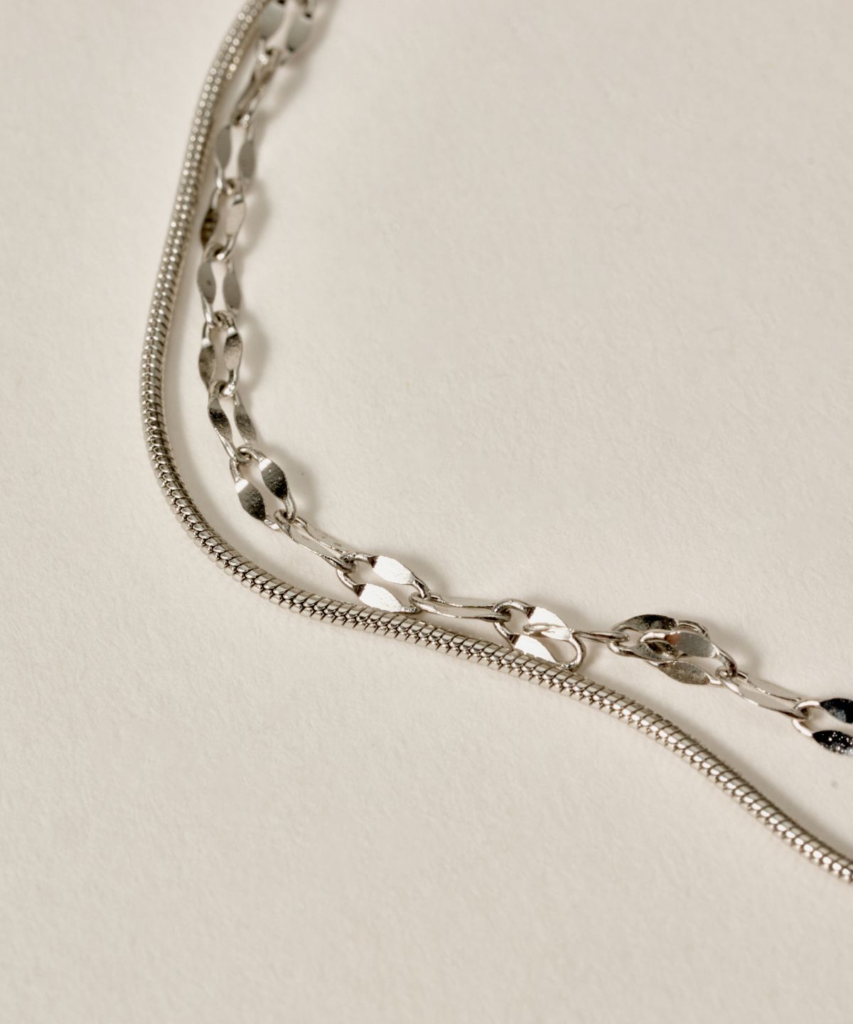 노비스도쿄(NOVICE TOKYO) 페탈 & 라운드 체인 발찌 Petal & Round Chain Anklet［Stainless］/ Silver