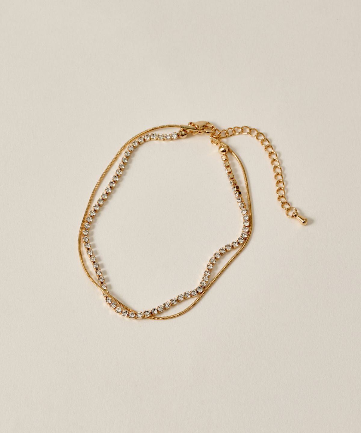 노비스도쿄(NOVICE TOKYO) 큐빅 & 라운드 체인 발찌 CZ & Round Chain Anklet［Stainless］/ Gold