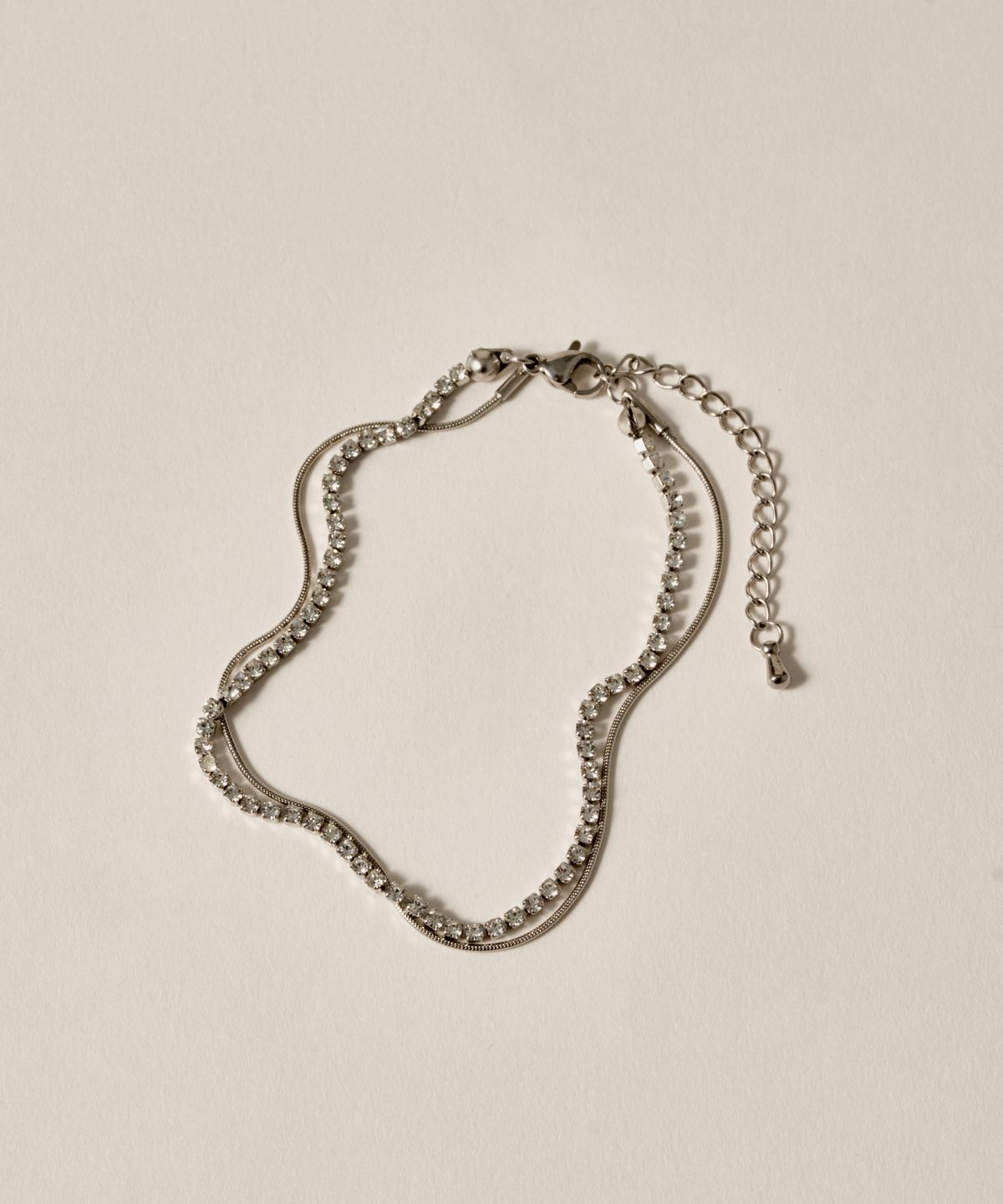 노비스도쿄(NOVICE TOKYO) 큐빅 & 라운드 체인 발찌 CZ & Round Chain Anklet［Stainless］/ Silver