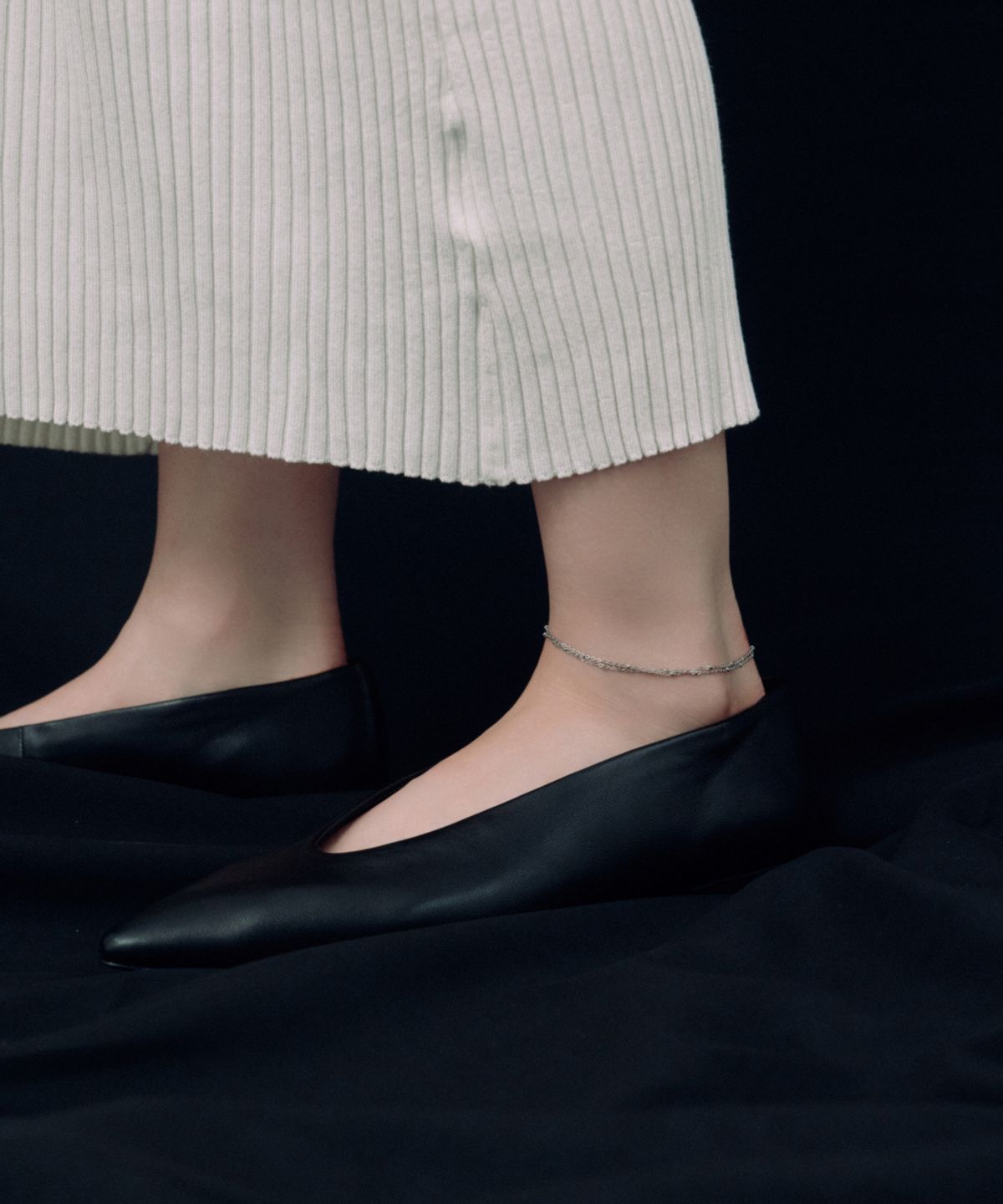 노비스도쿄(NOVICE TOKYO) 더블 글리터 체인 발찌 Double Glitter Chain Anklet［Stainless］/ Silver