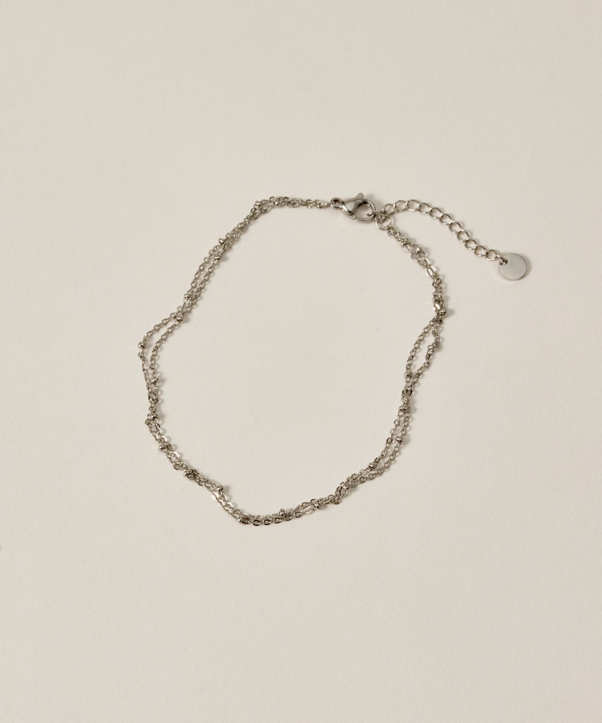노비스도쿄(NOVICE TOKYO) 더블 글리터 체인 발찌 Double Glitter Chain Anklet［Stainless］/ Silver