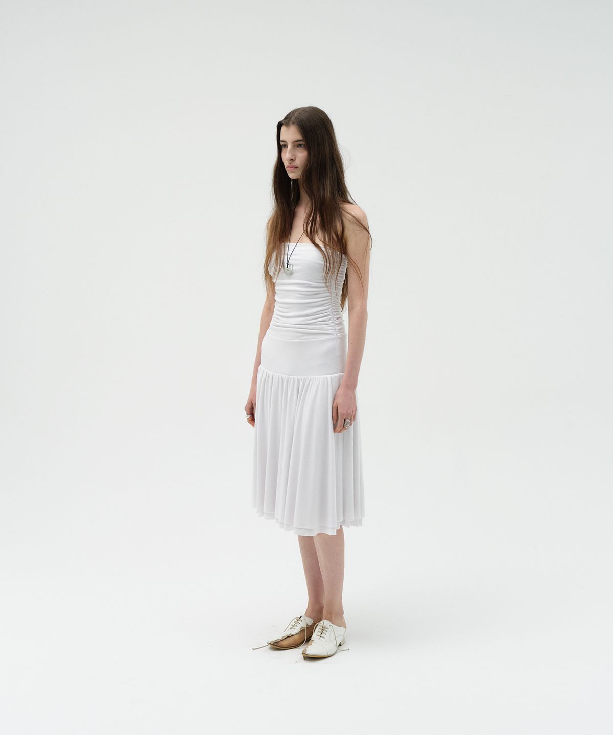로우타이드(LOW TIDE) TWO-WAY SHIRRING DRESS [WHITE]
