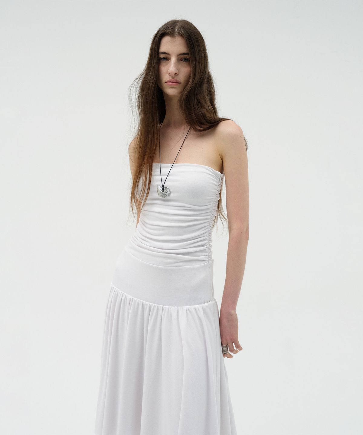 로우타이드(LOW TIDE) TWO-WAY SHIRRING DRESS [WHITE]