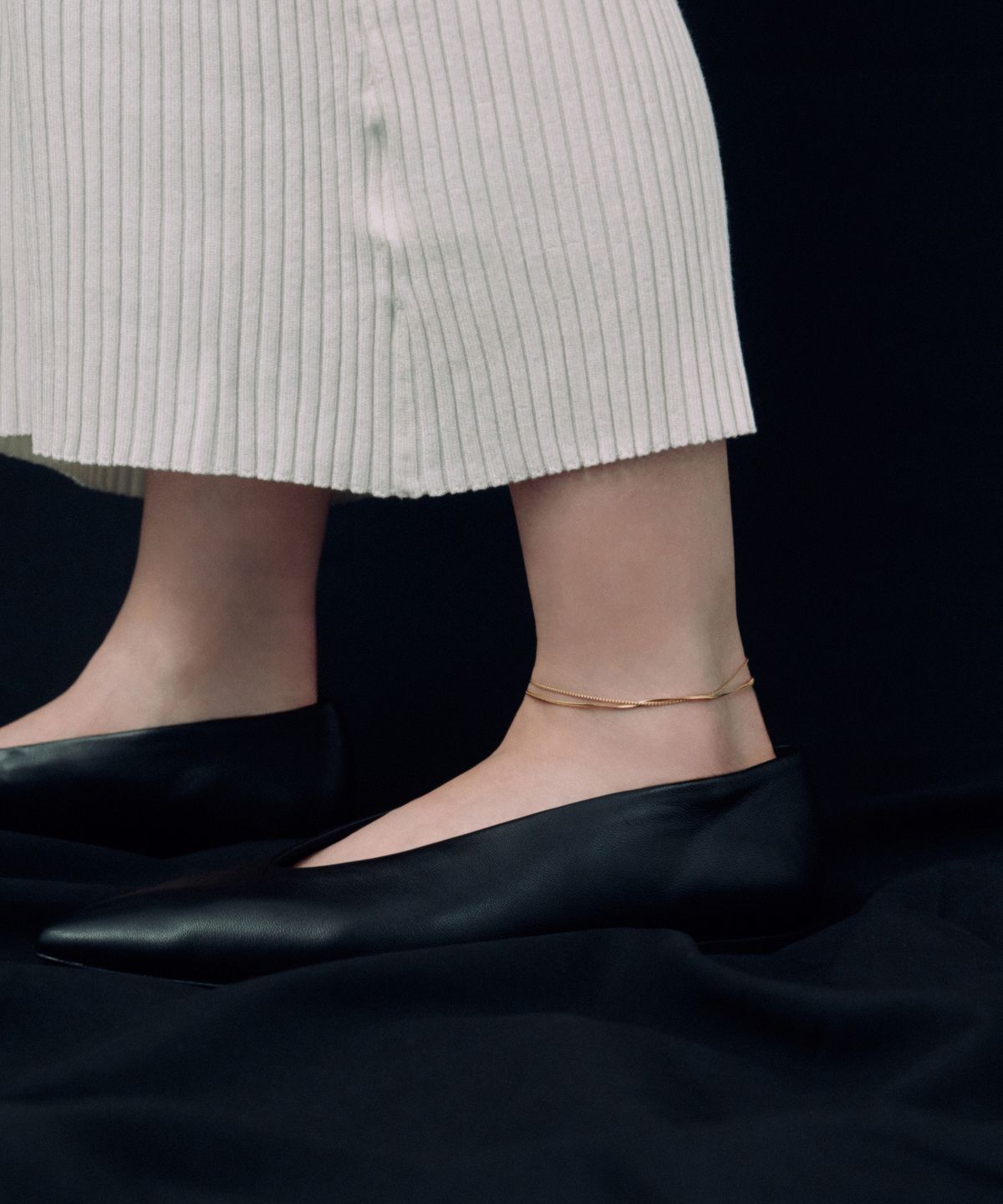 노비스도쿄(NOVICE TOKYO) 오버랩 & 스네이크 체인 발찌 Overlap & Snake Chain Anklet［Stainless］/ Gold