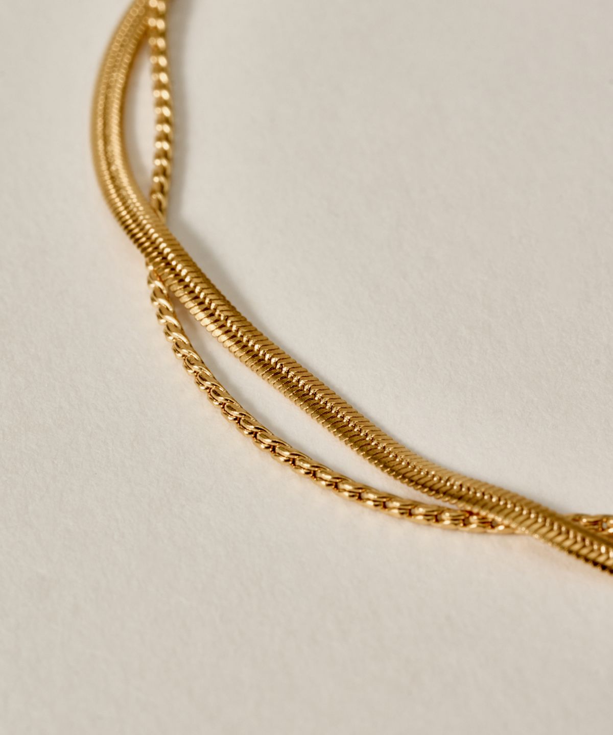 노비스도쿄(NOVICE TOKYO) 오버랩 & 스네이크 체인 발찌 Overlap & Snake Chain Anklet［Stainless］/ Gold