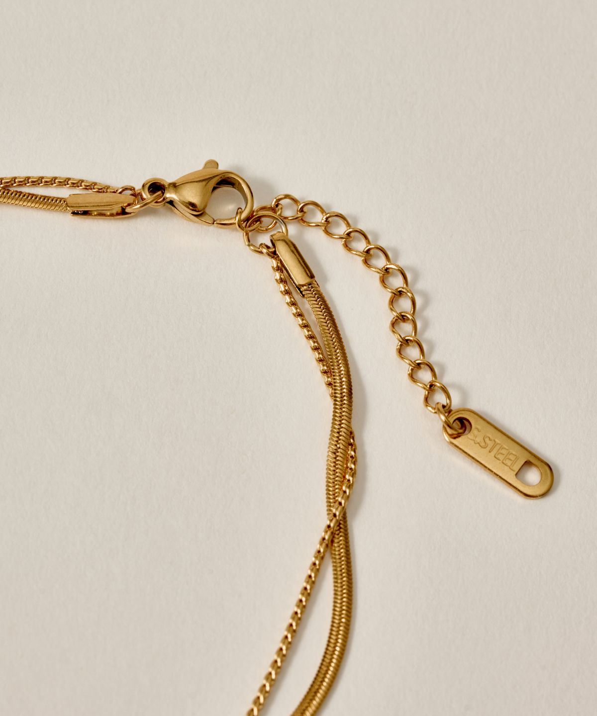 노비스도쿄(NOVICE TOKYO) 오버랩 & 스네이크 체인 발찌 Overlap & Snake Chain Anklet［Stainless］/ Gold