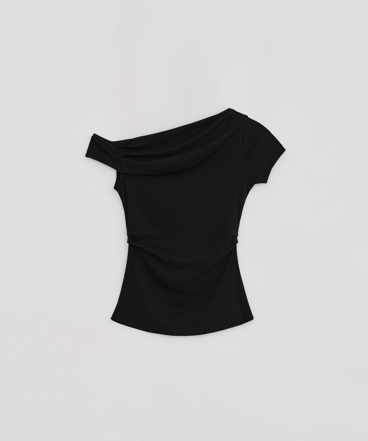 로우타이드(LOW TIDE) OFF SHOULDER DRAPE T-SHIRT [BLACK]
