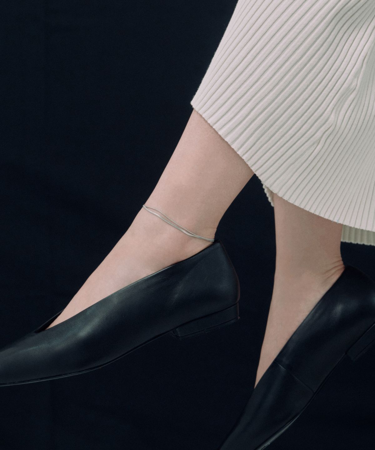 노비스도쿄(NOVICE TOKYO) 오버랩 & 스네이크 체인 발찌 Overlap & Snake Chain Anklet［Stainless］/ Silver
