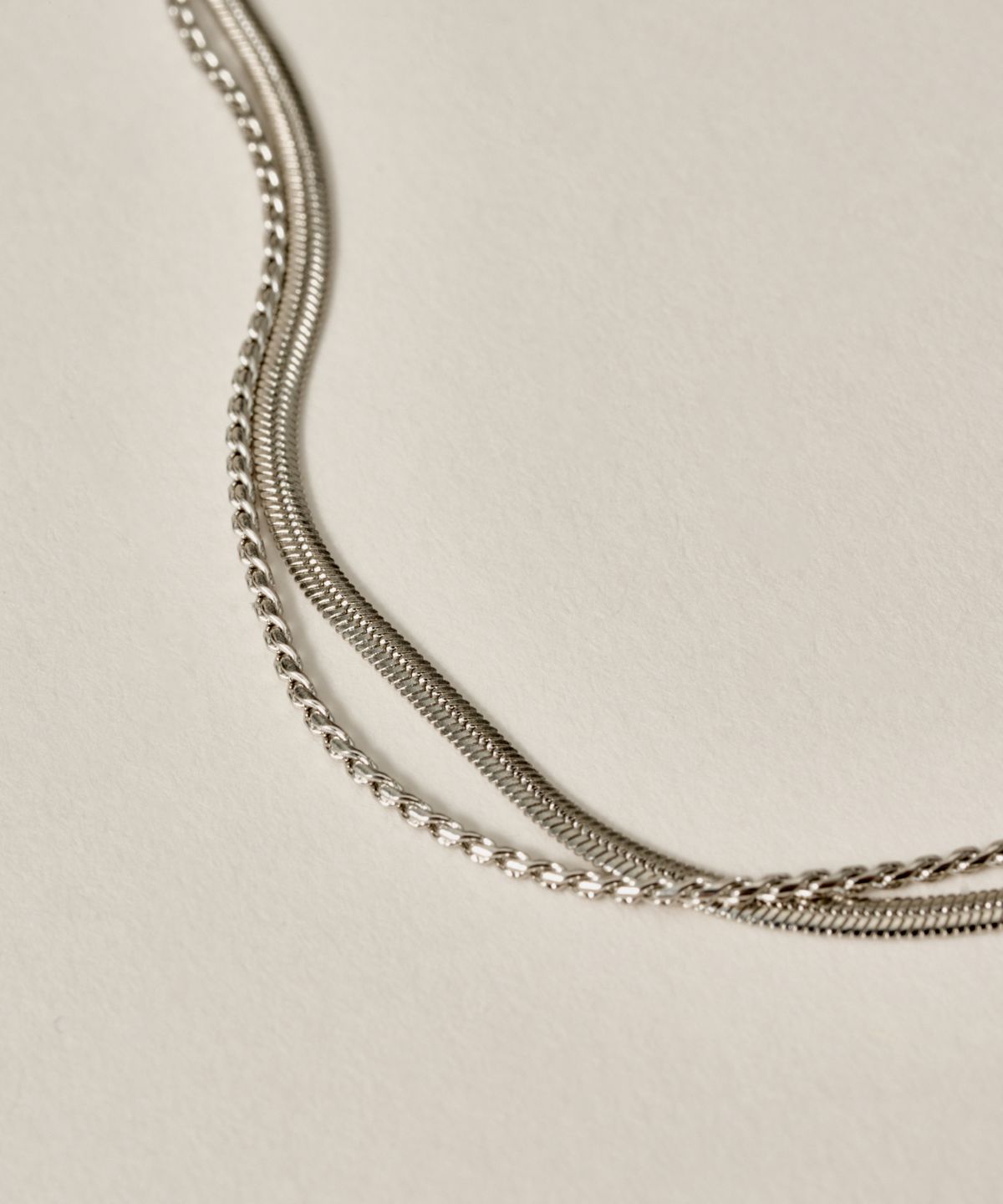 노비스도쿄(NOVICE TOKYO) 오버랩 & 스네이크 체인 발찌 Overlap & Snake Chain Anklet［Stainless］/ Silver