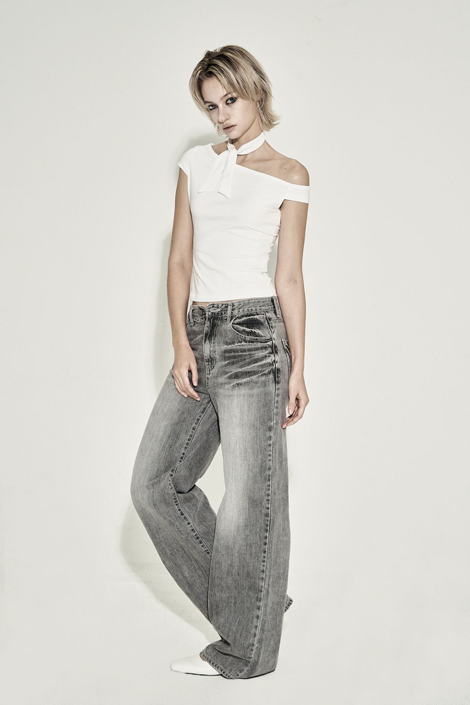 MUSINSA公式 | SYNERJYN STRAIGHT CAT WASHING DENIM PANTS GRAY