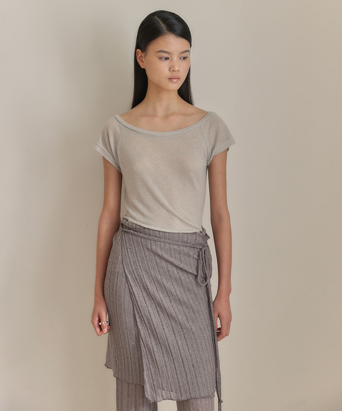 아우로(OURO) LINEN WRAP PANTS [ BROWN ]