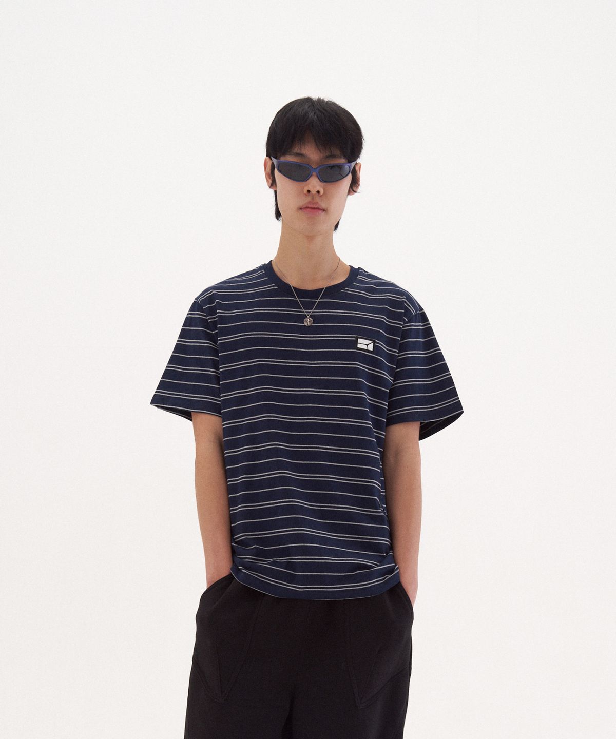 하이파이 사운드 레퍼런스(HIFI SOUND REFERENCE) 스트라이프 티셔츠, 네이비