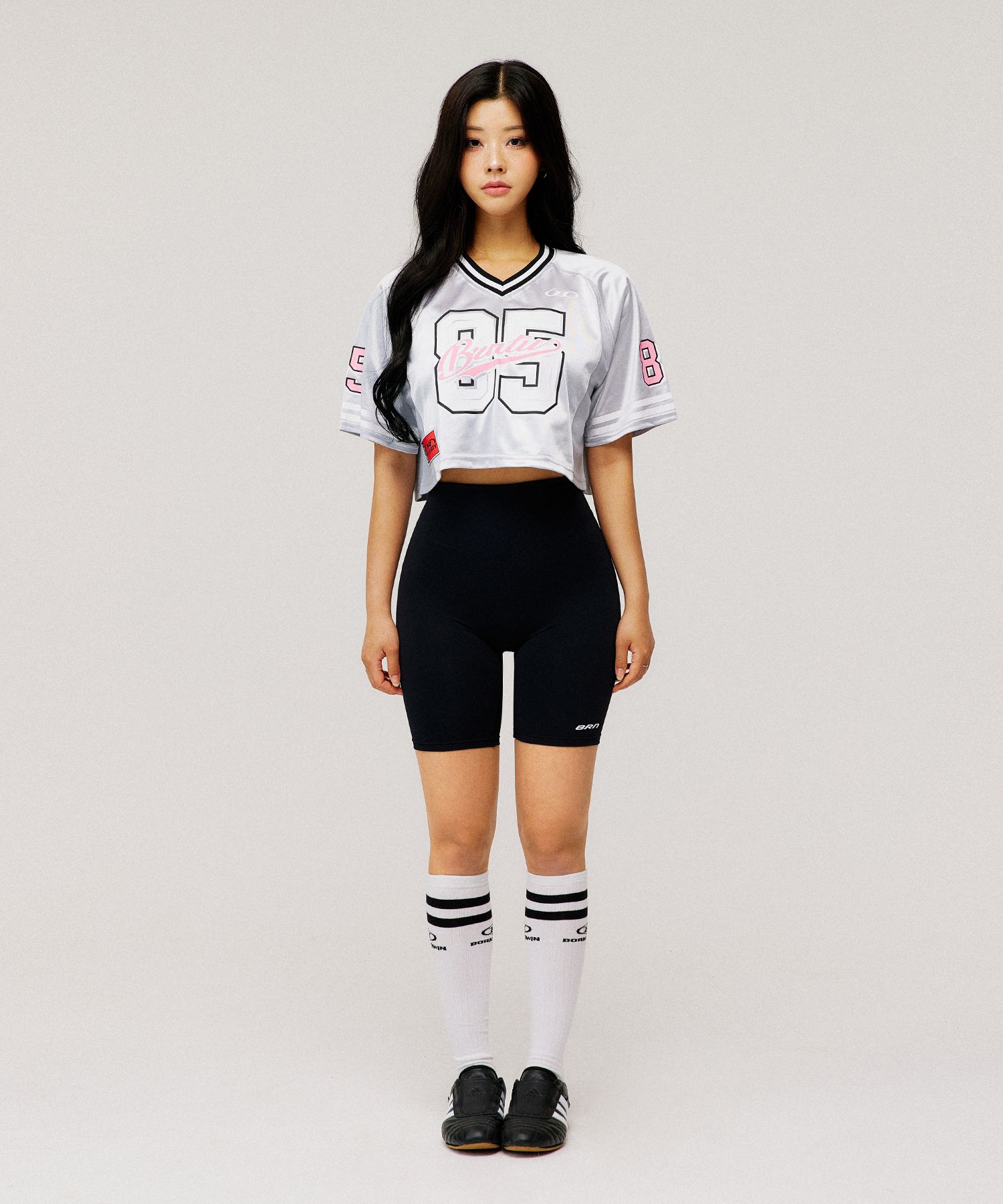 MUSINSA | BORN TO WIN W RUGBY JERSEY CROP T-SHIRTS [SILVER]