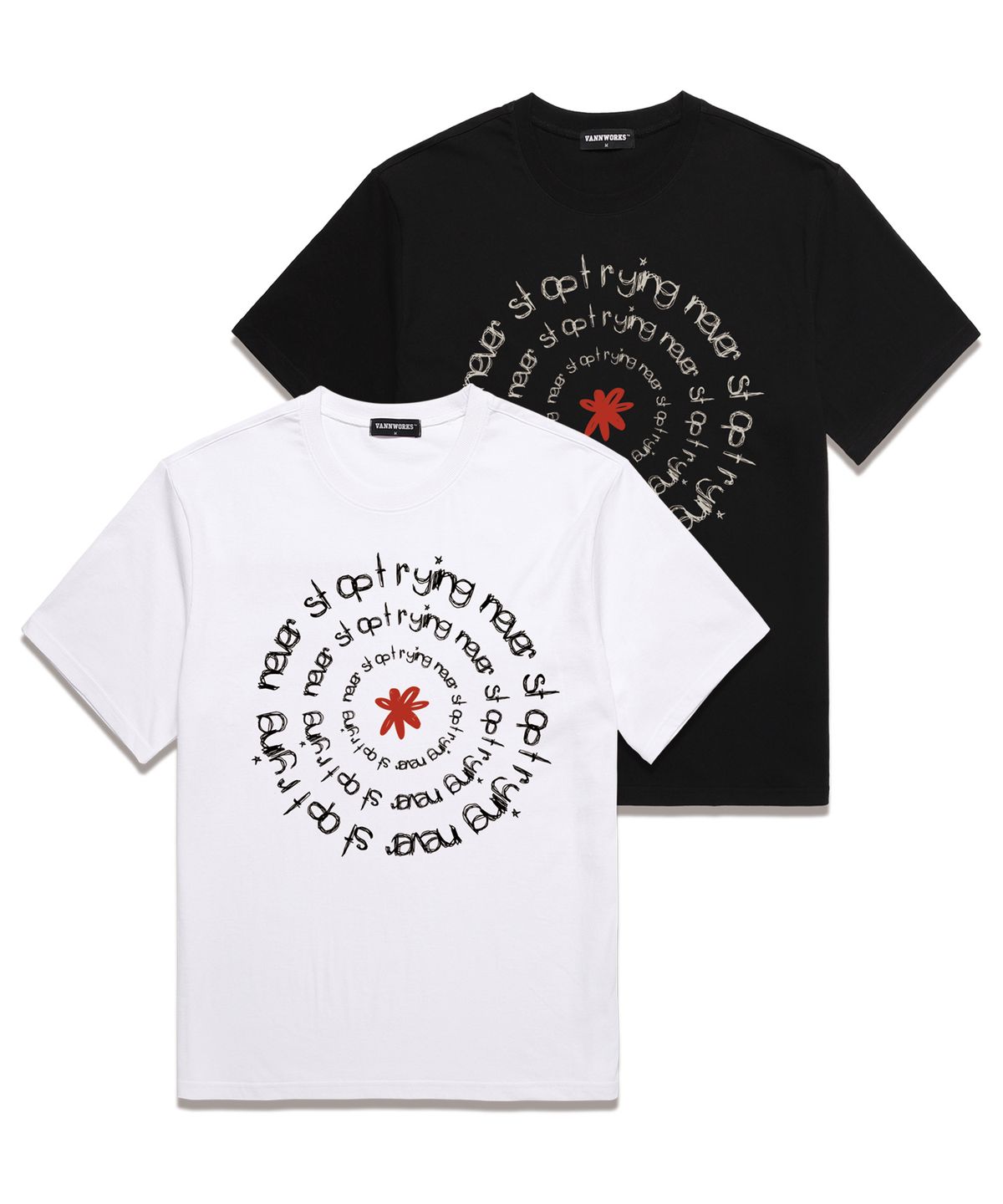 밴웍스(VANNWORKS) NEVER STOP 오버핏 반팔 티셔츠 (VS0126) 화이트