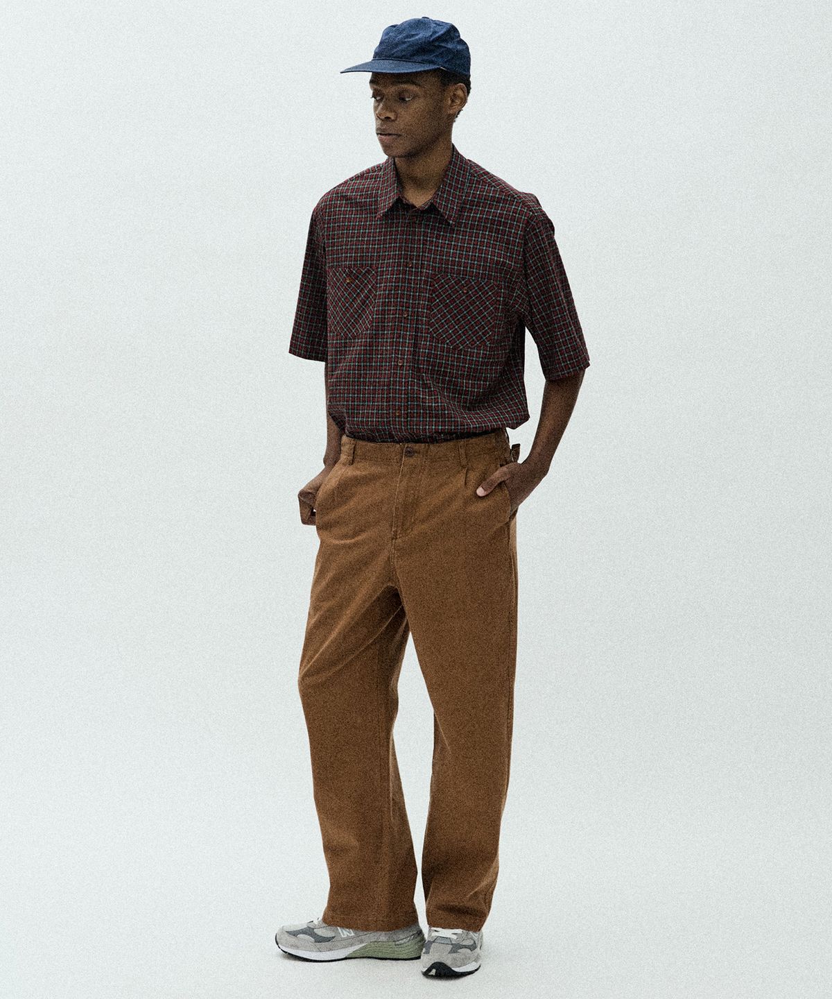 필프(PEALP) One-Tuck Herringbone Washed High Waist Pants (Camel)