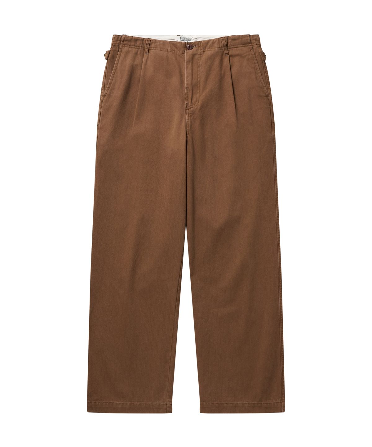 필프(PEALP) One-Tuck Herringbone Washed High Waist Pants (Camel)