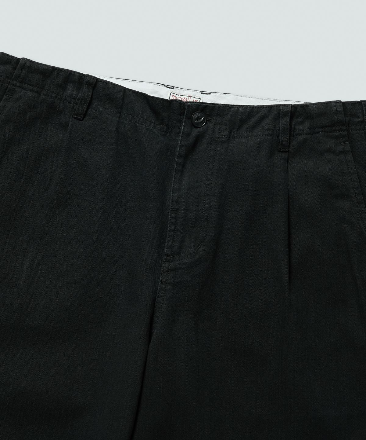 필프(PEALP) One-Tuck Herringbone Washed High Waist Pants (Black)