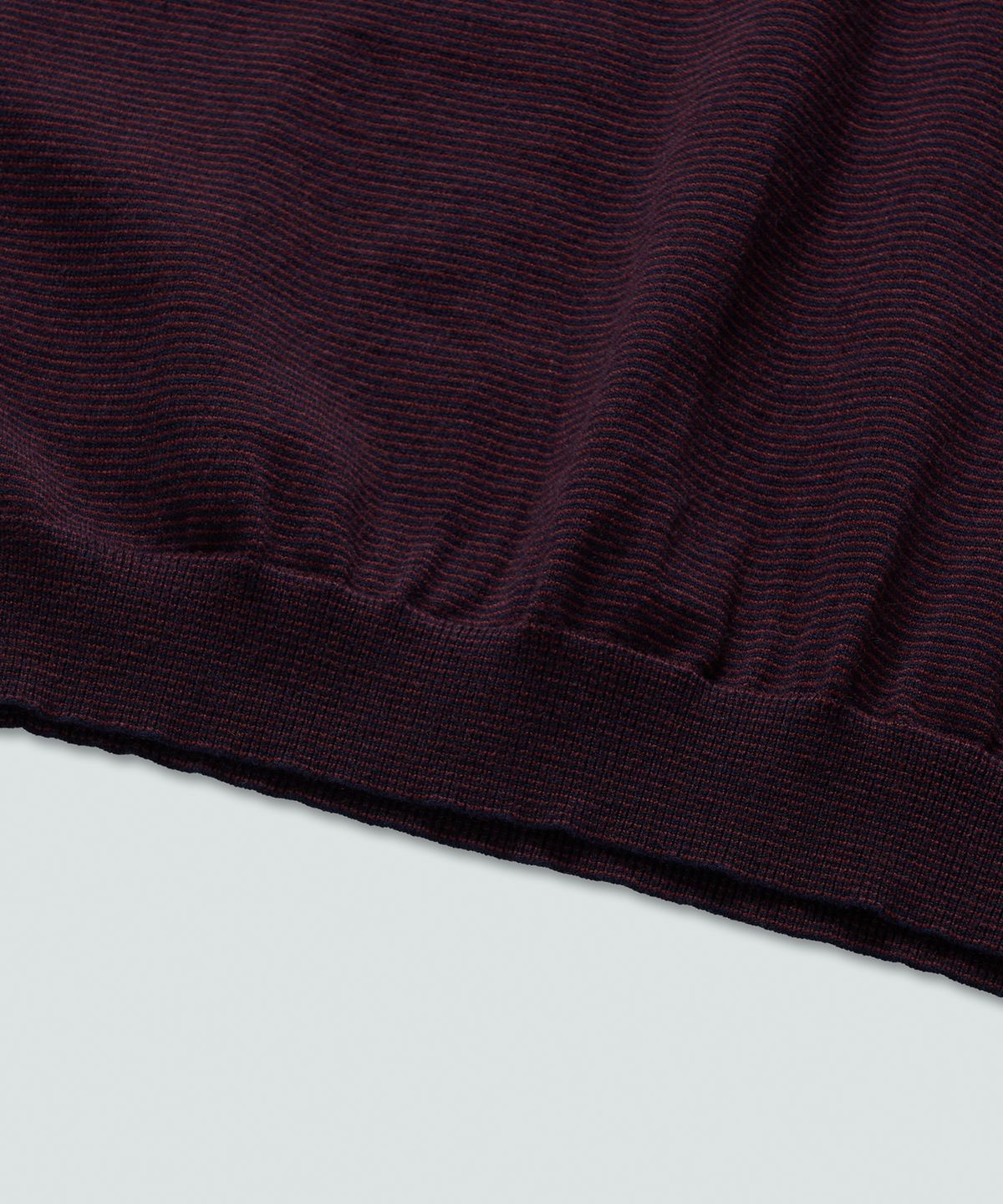 필프(PEALP) Half-Open Collar Short-Sleeved Stripe Knit (Navy)